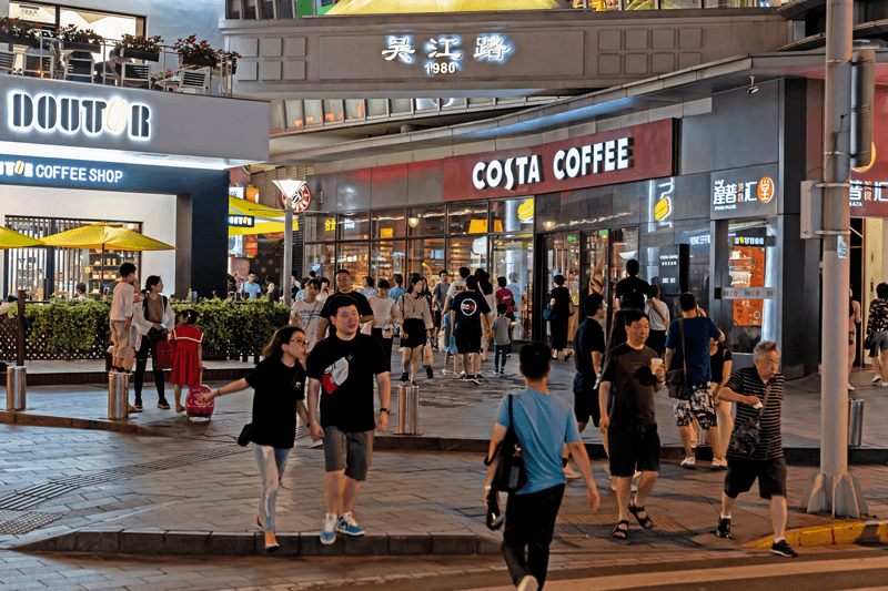 Japan’s Douter and the UK’s Costa Coffee trading side-by-side near Shanghai’s Jing'an District&nbsp;